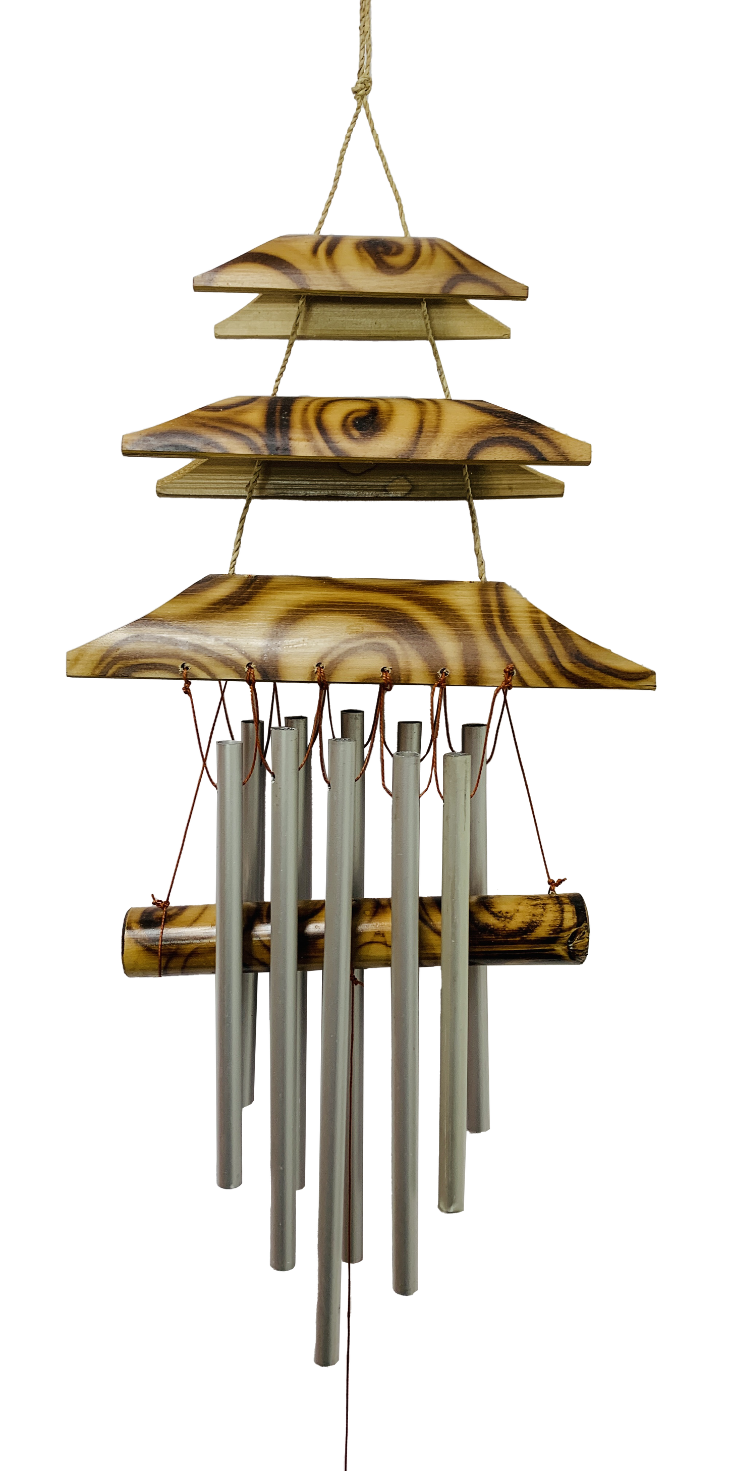 Natural Temple with Burnt Patterns Bamboo Wind Chime