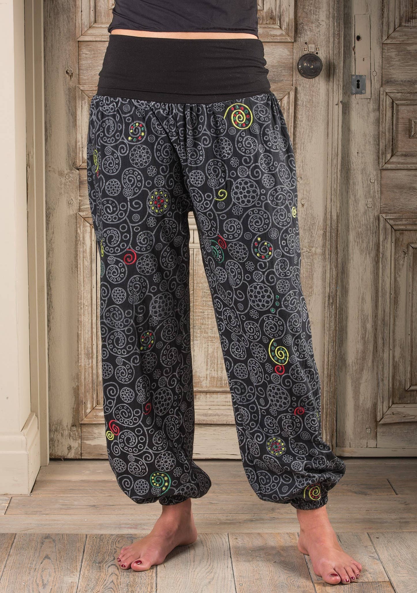 Embroidered Cotton Jersey Harem Trouser: Medium/Large(ML)