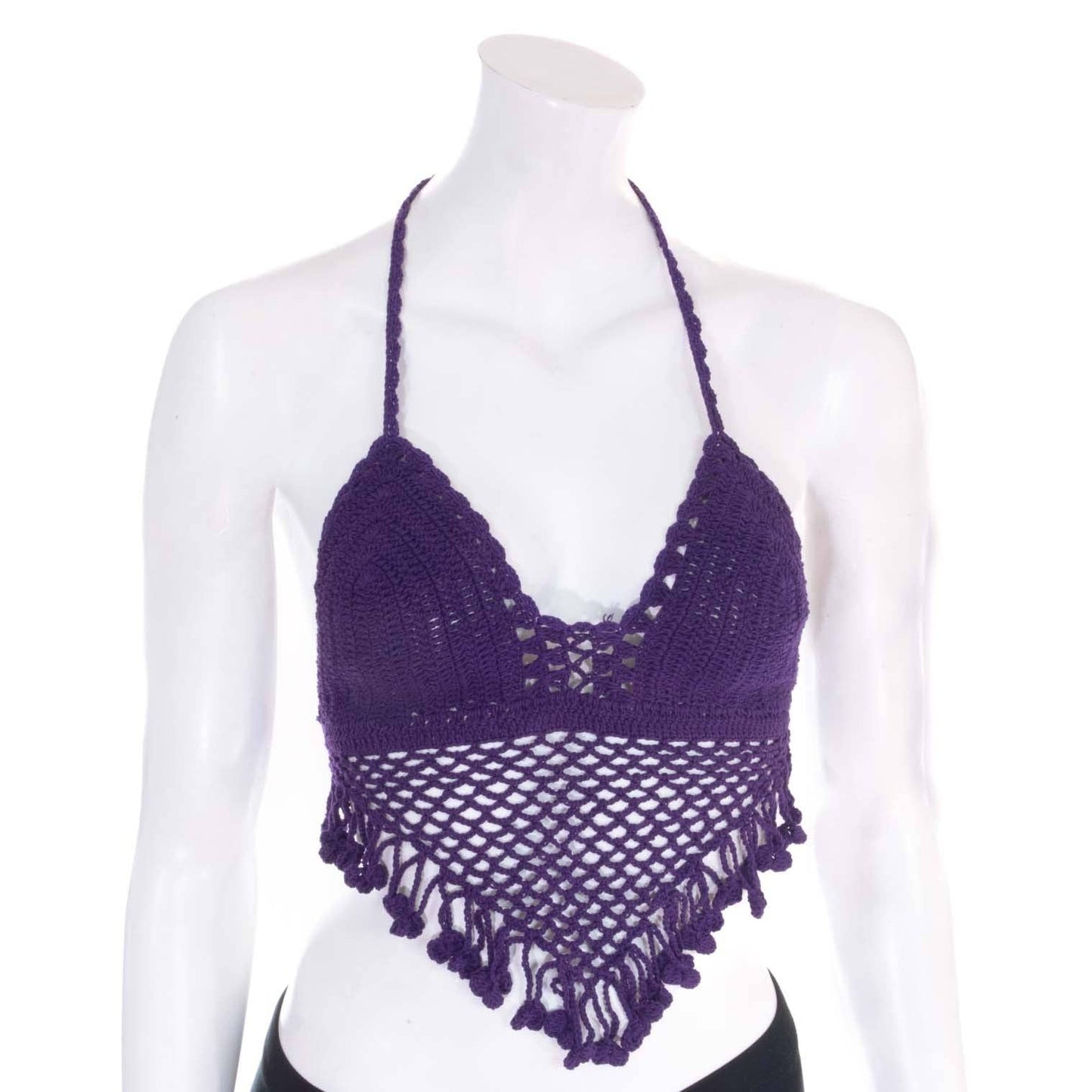 Tassel Crochet Bralette Top: White