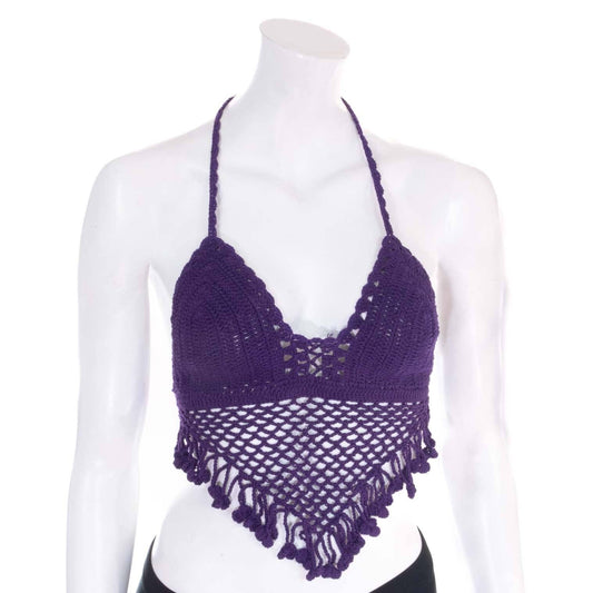 Tassel Crochet Bralette Top: White