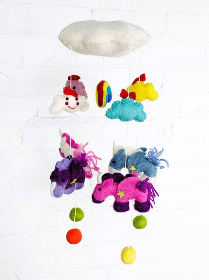 Felt Unicorn & Rainbow Mobile