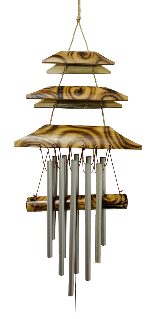Natural Temple with Burnt Patterns Bamboo Wind Chime