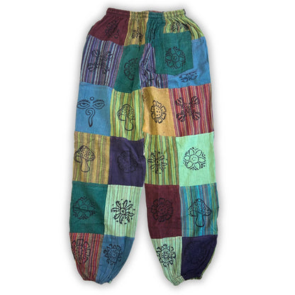 Patchwork Pants – Nomad Sari Collection: Nomad Sari Pants - Green Tones (110x120cm) L/XL