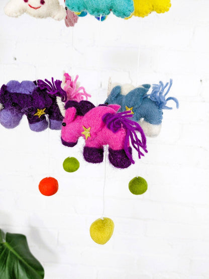 Felt Unicorn & Rainbow Mobile