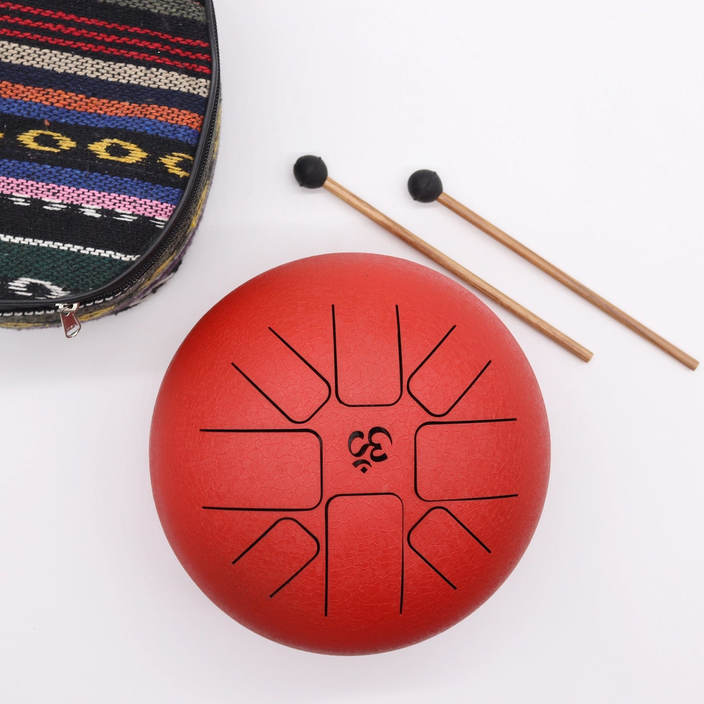 Large Steel Tongue Drum Om Red- 22x18cm