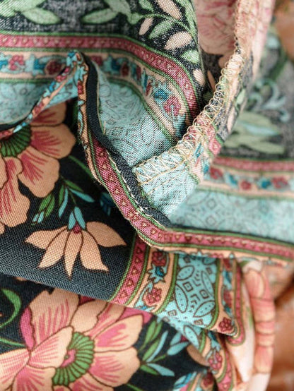 Summer Mini Dress In Peach & Green Floral: 10