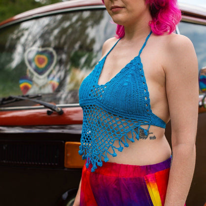 Tassel Crochet Bralette Top: Purple