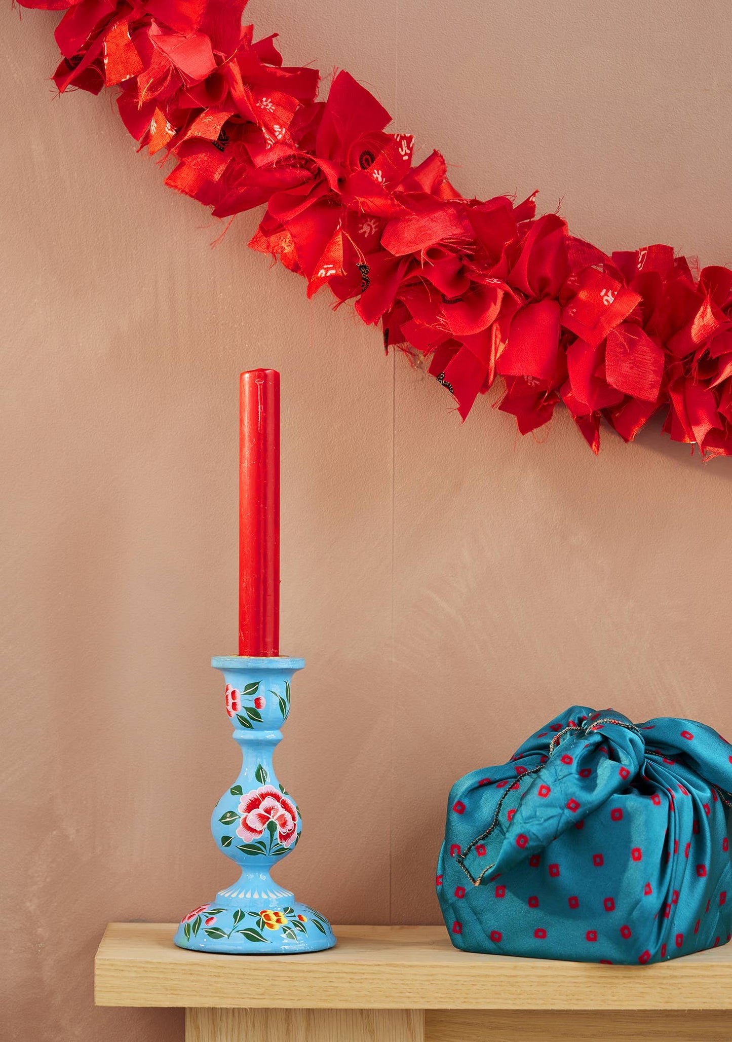 Recycled Sari Eco Tinsel/Garland - Red
