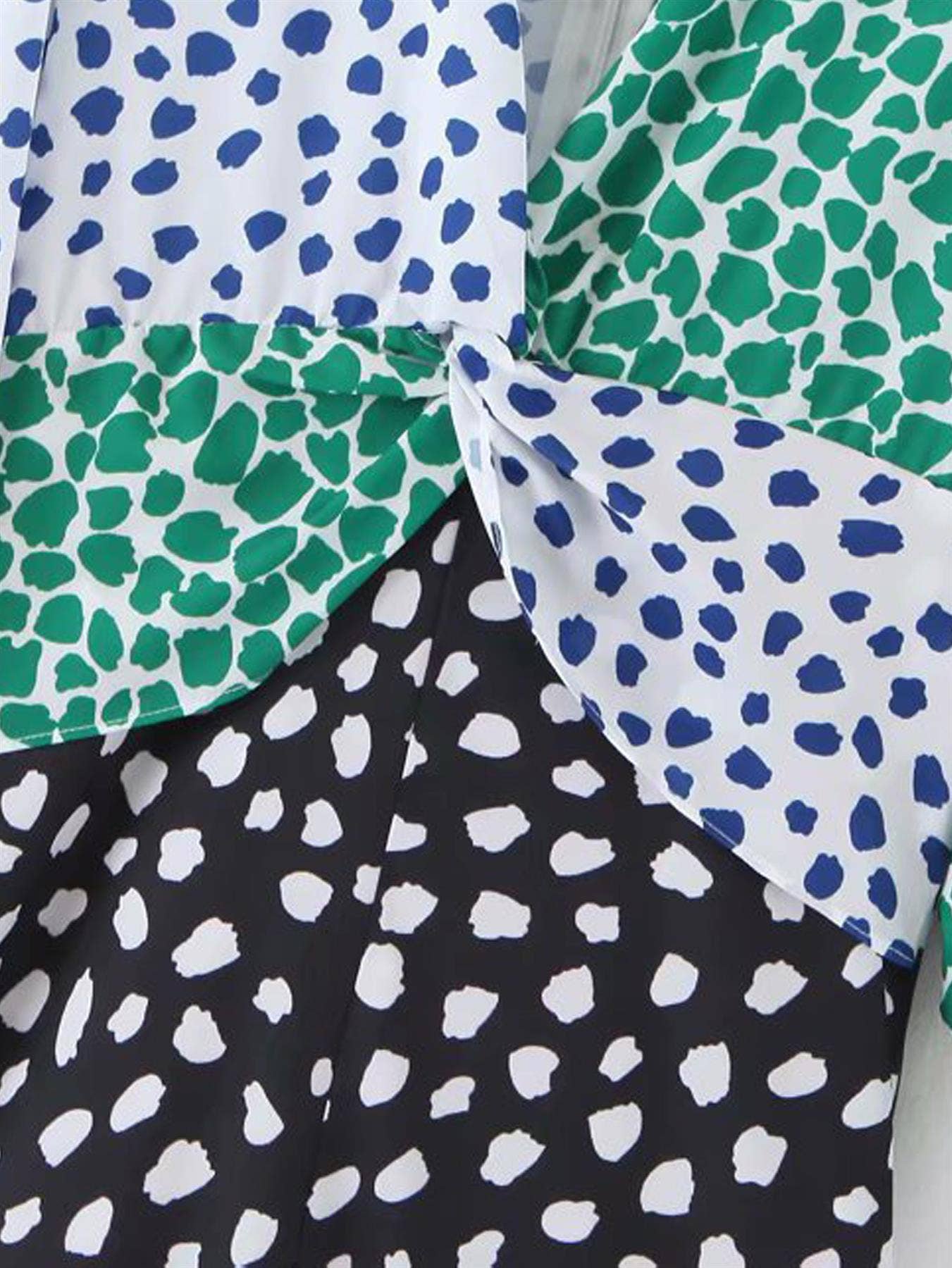 Plunge Maxi Dress in White/Black/Green: 10
