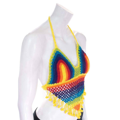 Tassel Crochet Bralette Top: Turquoise
