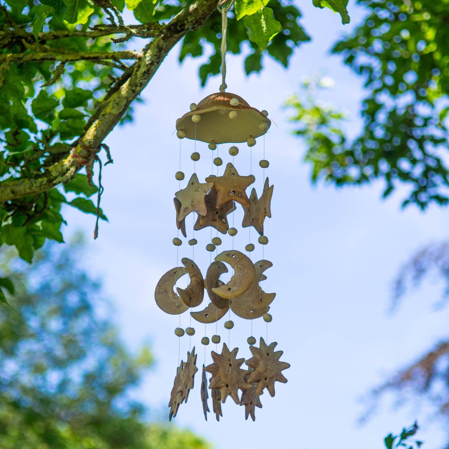 Moon and Star Ceramic Windchime